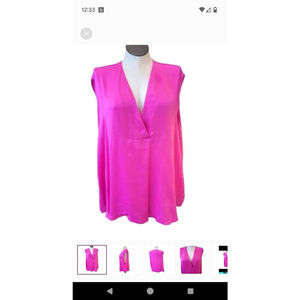 Rachel Roy Women's Size 3X Hot Pink Crossover Pleat Sleeveless Blouse